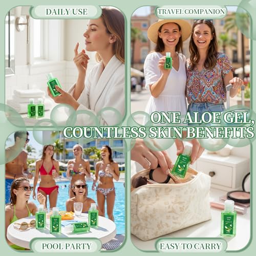 24 Pcs Mini Aloe Vera Gel for Skin Travel Size 1 oz Sunburn Treatment Party Favors Mini Moisturizer Travel Size Lotion Bulk for Thank You Gifts Wedding Beach Summer Flamingo Party Supplies