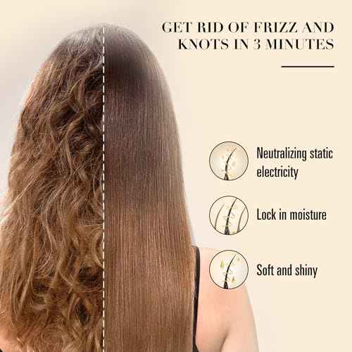 Bamboo Paddle Hairbrush with Steel Bristles for Anti-Static Detangling & Scalp Massage ? Wooden Handle Brush for Hair Growth, All Hair Types