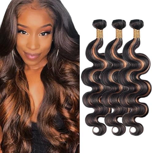P1B30 Ombre Body Wave Human Hair Bundles 26 28 30 Inch
