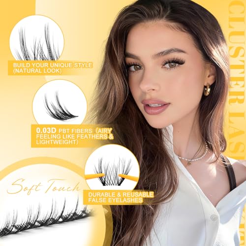 QUEWEL Lash Clusters Kit 0.03mm Ultra-Fine Band 120PCS