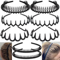 No-Slip Plastic Headbands with Teeth, 8 Pack Black