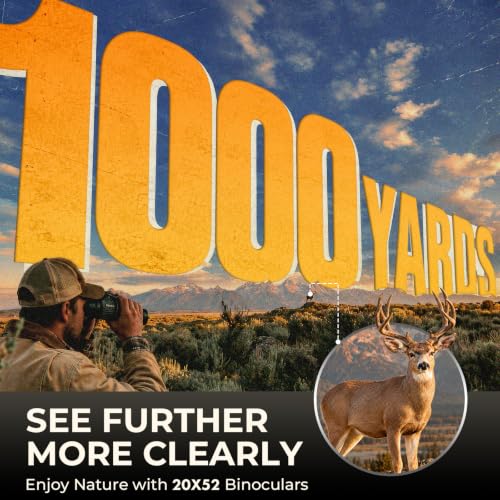 Deesoo 20x52 High Powered Binoculars Black for Outdoor & Hunting