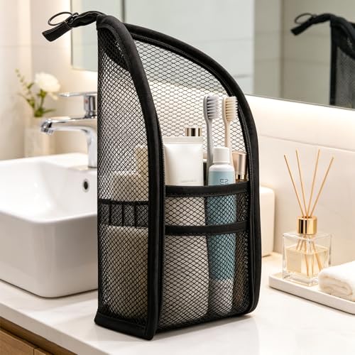 Standing Toiletry Bag with Hooks - Waterproof Travel Organizer