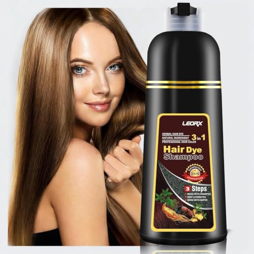 Leorx 3-In-1 Hair Dye Shampoo - Brown, 16.9 Oz