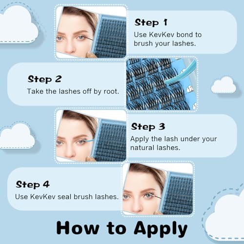 KevKev Lash Clusters 144 Pcs Fluffy DIY Eyelash Extensions