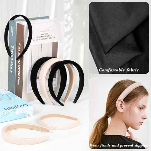 Velvet Headbands for Women and Teens, 6PCS Non-Slip Padded Hairbands with 3 Width Options (0.6", 0.8", 1.2"), Soft Comfortable Hair Accessories for Daily Wear, Makeup, Sports, and Gifts