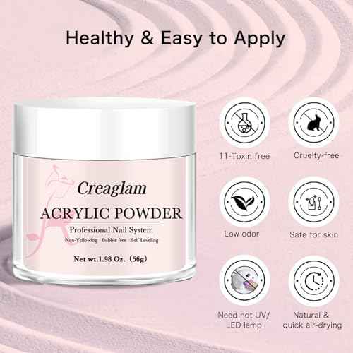 Acrylic Powder for Nail 56g: 2oz Petal Pink Acrylic Powder Large Capacity Professional for 3D Art Carving French Extension - DIY Nail Carving Long-Lasting No Needed Lamp