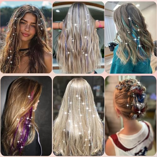 Hair Tinsel Kit 7600 Strands 16 Colors with Tools