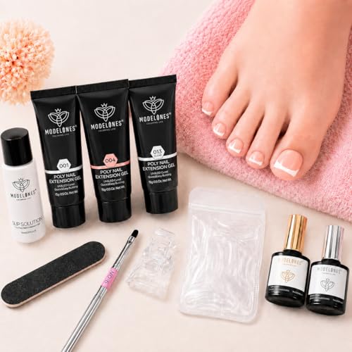 Poly Nail Gel Kit - 3 Colors with Slip Solution & Nail Forms