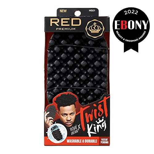 RED by Kiss BowWow Twist King Premium Luxury Twist Styler Comb Brush, Durable Washable Alternative for Sponge for Barbers and Daily Use, Ideal for Afro, Curly, Coiled, 4C Hair
