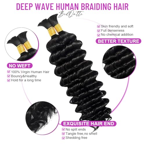 24-Inch Deep Wave Boho Braiding Hair - 100% Human Hair Bundles