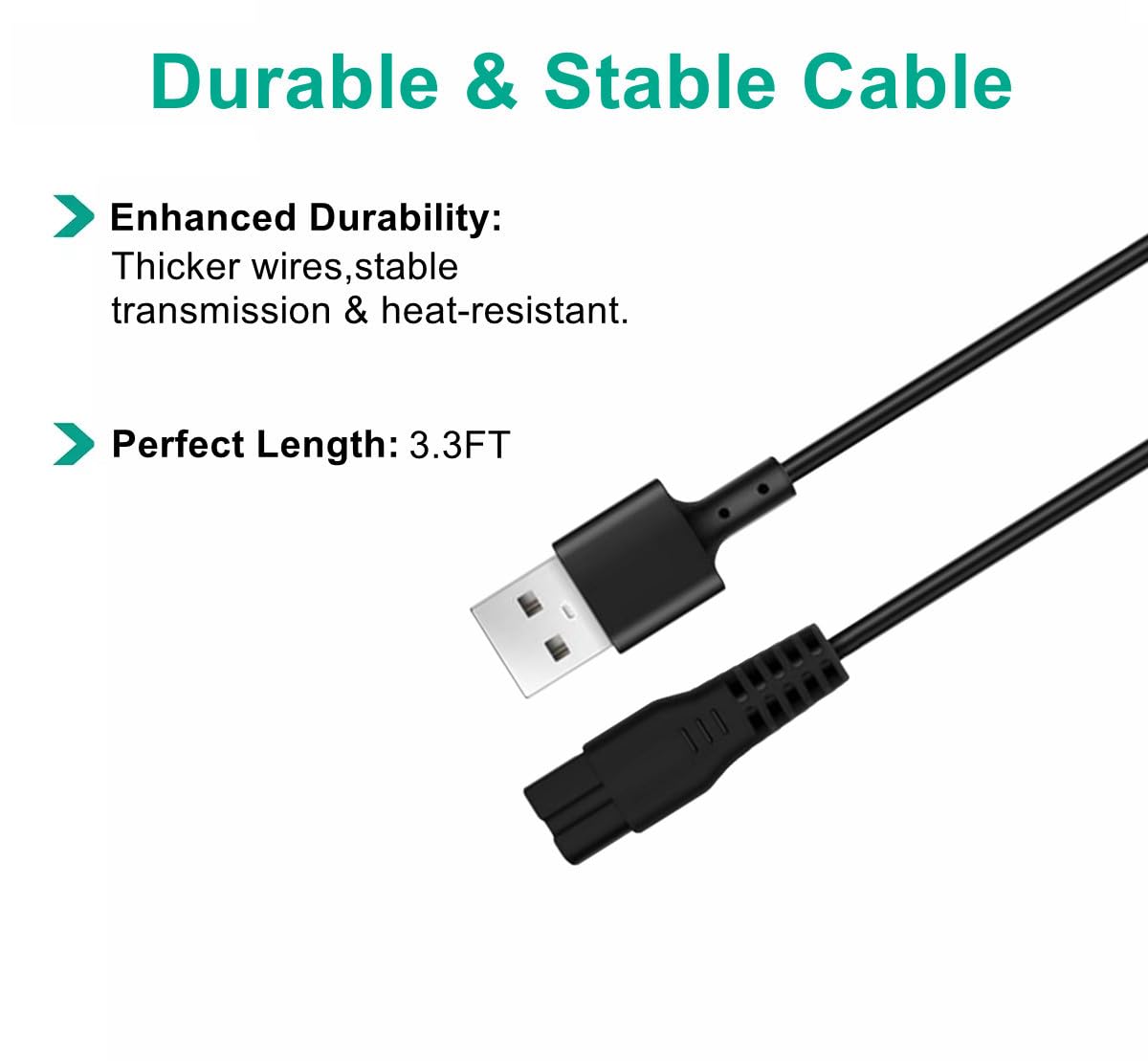 MagiciansBox Compatible with Freebird Shaver Charger,5V USB Charging Cable Compatible with Freebird Head Shaver and Freedom Grooming Charger Cord,with Clean Brush,3.3FT.