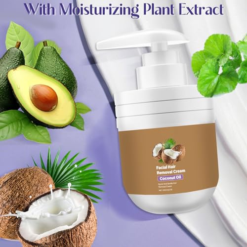 Retigazo Coconut Oil Facial Hair Removal Cream for Women - Gentle Skin Care, 1 Pack