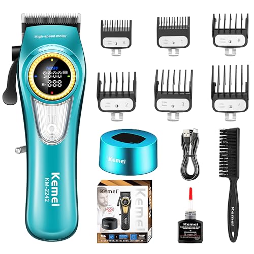 KEMEI 2242 Green Cordless Hair Clippers for Men, Professional Grooming