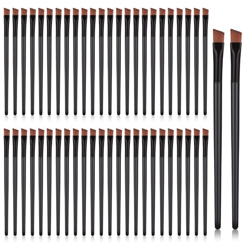 50Pcs Angled Eyebrow Brush Set - Professional Flat Brow & Makeup Applicator
