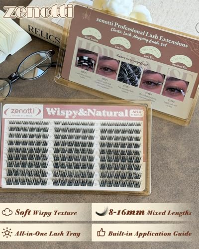 Natural Wispy Lash Clusters 8-16mm D Curl by Zenotti