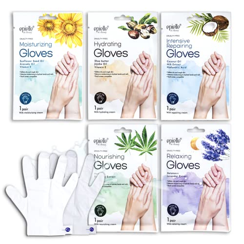 Epielle Assorted Moisturizing Hand Mask Gloves, 5 Pairs for Dry Rough Skin