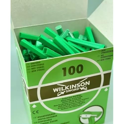 Wilkinson Hospital Disposable Razor, 100 ct, Green, Alloy Steel, Unisex