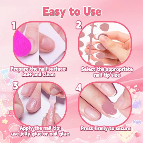 90Pcs French Tip Press On Nails Kit with Glue & Tools, Reusable Acrylic Manicure Set for Women