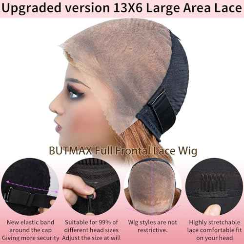 Glueless Honey Blonde Wig Human Hair 28 Inch 13X6 HD Ombre Lace Front Wig Human Hair Highlight Lace Front Wig Human Hair Pre Plucked Pre Cut Wear And Go Wigs Not Fall Out No Knots