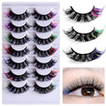 7-Pair Faux Mink False Eyelashes 6D Wispy Cat Eye Lashes 21mm