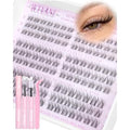 Natural Lash Clusters Kit Wispy Eyelash Clusters Short 8-10-12mm Lash Extensions Kit Invisible Band Lashes Clusters Kit C-Curl Individual Lashes Short Cluster Eyelash Extensions for Glasses