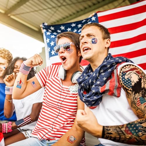 4th of July Temporary Tattoos - 8 Waterproof Sleeve Designs