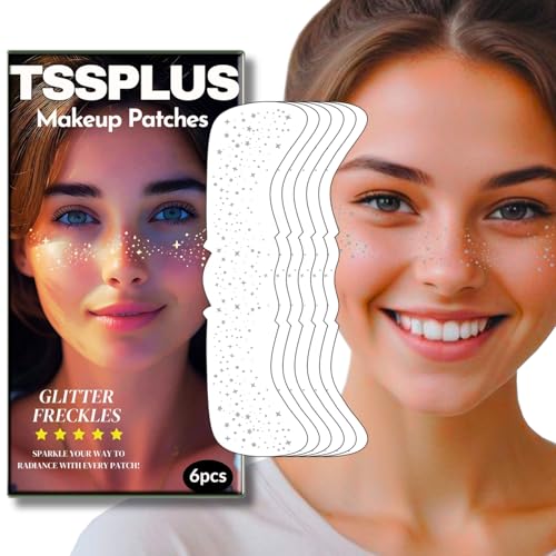 Silver Glitter Freckle Tattoos - 6 Pack Face Stickers
