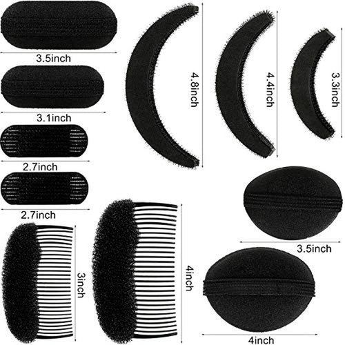 11-Piece Hair Bump Sponge Set with Combs & Clips
