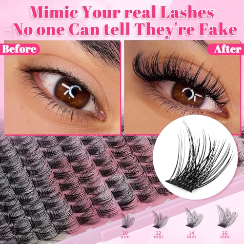 Lash Clusters Kit - Wispy Fluffy False Eyelashes C Curl with Bond&Seal