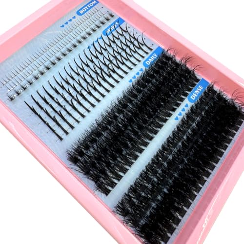 HBZGTLAD Lash Clusters with Spikes 60D-150D Volume Eyelash Extensions DIY Individual Lashes Strip Mink Spiky Cluster Lashes (Cluster Lashes with Spikes 60D+80D)