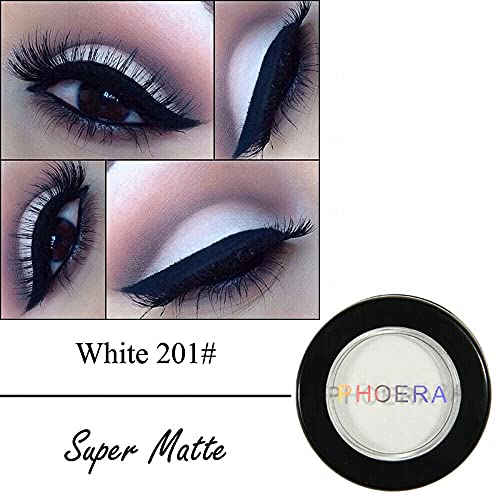 Phoera AQUAPURITY Waterproof Long Lasting Matte Eyeshadow Palette in 12 Pigment Color Face Powder Eye Shadow Cosmetic Cream Makeup Cosmetic (201 WHITE)