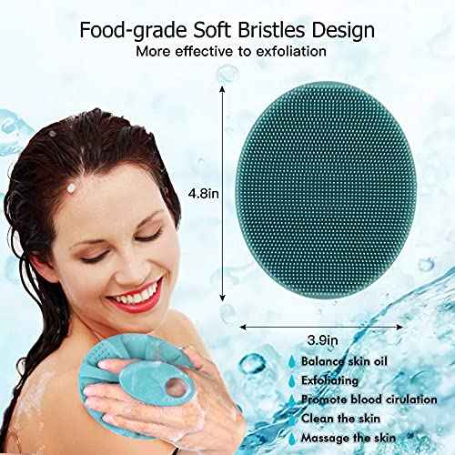 INNERNEED Soft Silicone Body Cleansing Brush Shower Scrubber, with PP Shower Brush for Cellulite Treatment, Lymphatic Drainage and Blood Circulation Improvement