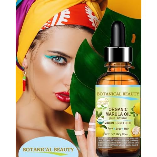 Botanical Beauty Organic MARULA OIL WILD GROWTH 100% Pure Natural Virgin, Unrefined Cold-Pressed Moisturizer for FACE, DRY SKIN, BODY, DAMAGED HAIR, NAILS, Anti-Aging (0.5 Fl Oz)