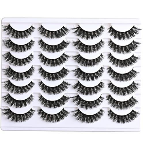 APCYUST Cat Eye Mink Lashes - 14 Pairs Wispy Volume