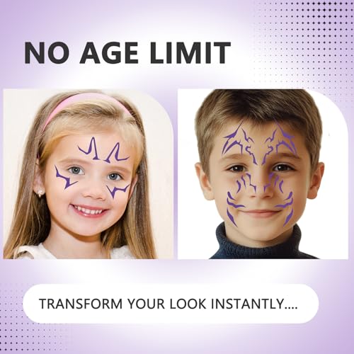 Movie Purple Temporary Tattoos Dance Cosplay Halloween Cosplay Tattoos Stickers Prop Accessories, Water Transfer(6 PCS)