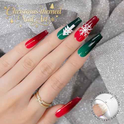 YTD Likomey Color Changing Gel Nail Polish Set,Christmas 6 Colors Shimmer Brocade Glitter Mood Temperature Change Colors Kit,Fall Winter Red Green UV Thermal Varnish,6 Pcs 7.5ml