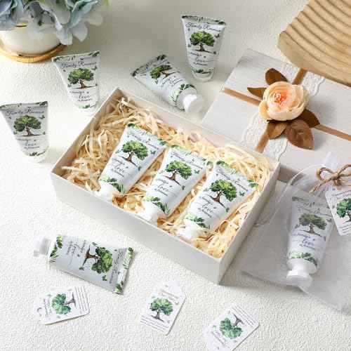 60 Sets Family Reunion Favors Hand Lotion Cream Gifts Bulk Family Reunion Game Decorations with Card Organza Bags for Table Centerpieces Party Decor