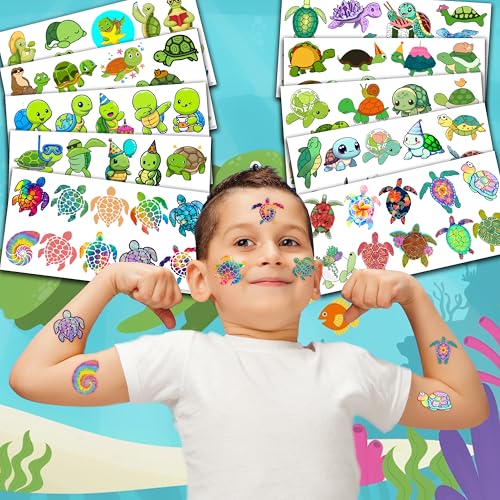 Sea Turtle Temporary Tattoos - 10 Sheets 105 PCS Party