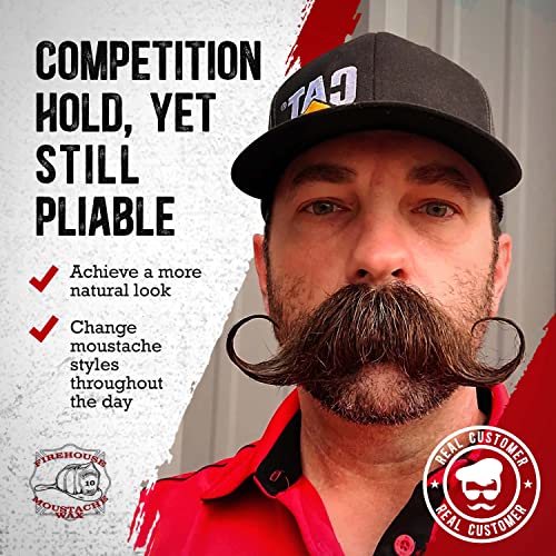 Firehouse Moustache Wax - Made in USA - for Beard & Mustache Shaping - All-Weather, Naturally Scented and Colored Beard Wax (WACKY TACKY, 1 Ounce Tin) - Handmade in Small Batches by John the Fireman