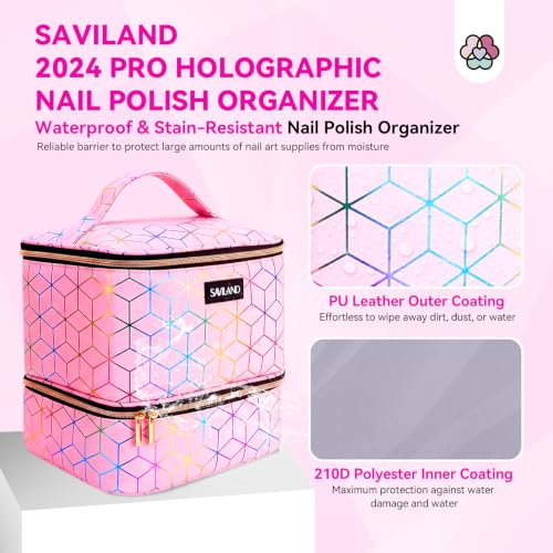 SAVILAND Nail Polish Organizer Bag - Holds 30 Bottles