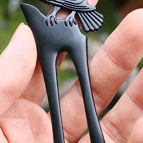 MYAROMA FINDINGS Solid 2-Pack U-Shaped Viking Raven Hair Pins for Thick Hair, French Styling Sticks, Renaissance Accessories