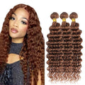 #30 Light Brown Deep Wave Human Hair Bundles - 28, 30, 32 Inch