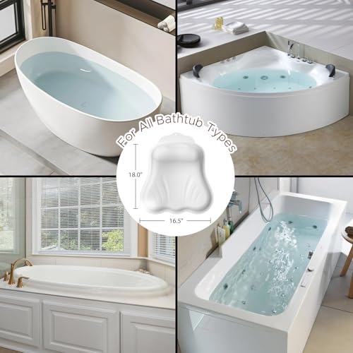 Adjustable Silicone Bath Pillow for Tub, Neck Support