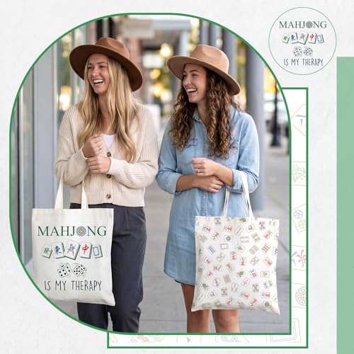 Paterr Mahjong Tote Bag Set of 4 Canvas Handbags