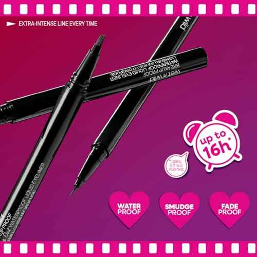 wet n wild Mega Last Breakup Proof Liquid Eyeliner - Ultra-Fine Brush, Waterproof, 16-Hour Long-Lasting Wear- Cruelty-Free & Vegan - Black