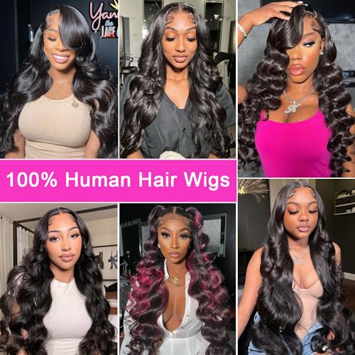 Xajwat 26 Inch Body Wave Lace Front Wigs Human Hair 180 Density 13x4 HD Transparent Lace Frontal Wigs Human Hair Pre Plucked with Baby Hair Glueless Wigs Human Hair for Black Women