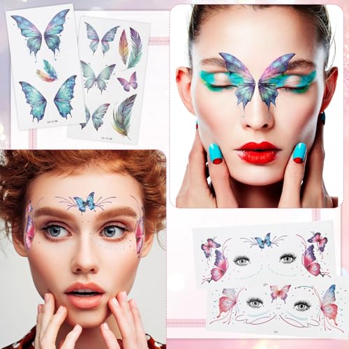 Glitter Butterfly Temporary Tattoos - 20 Sheets