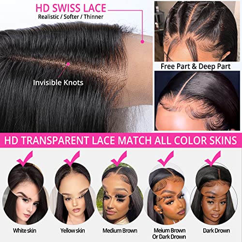 Hoacon Bob Wig Human Hair 13x4 Frontal Lace Wigs HD Bob Lace Front Wigs Human Hair for Women 180% Density Short Bob Wigs Straight Glueless Wigs Pre Plucked With Baby Hair 10 Inch