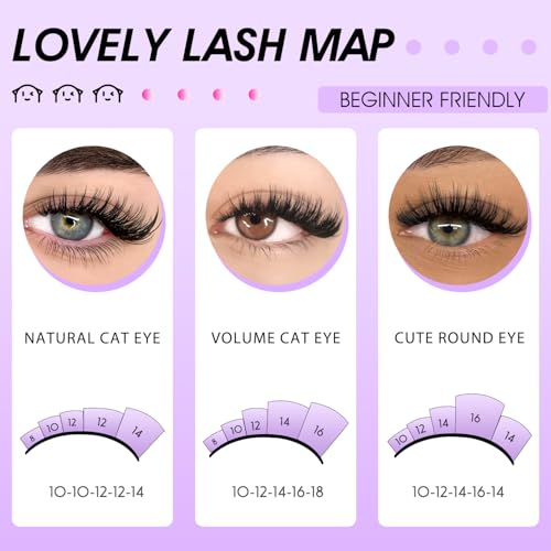 DIY Lash Clusters Kit - 60D+80D Volume Eyelash Extensions 10-18mm
